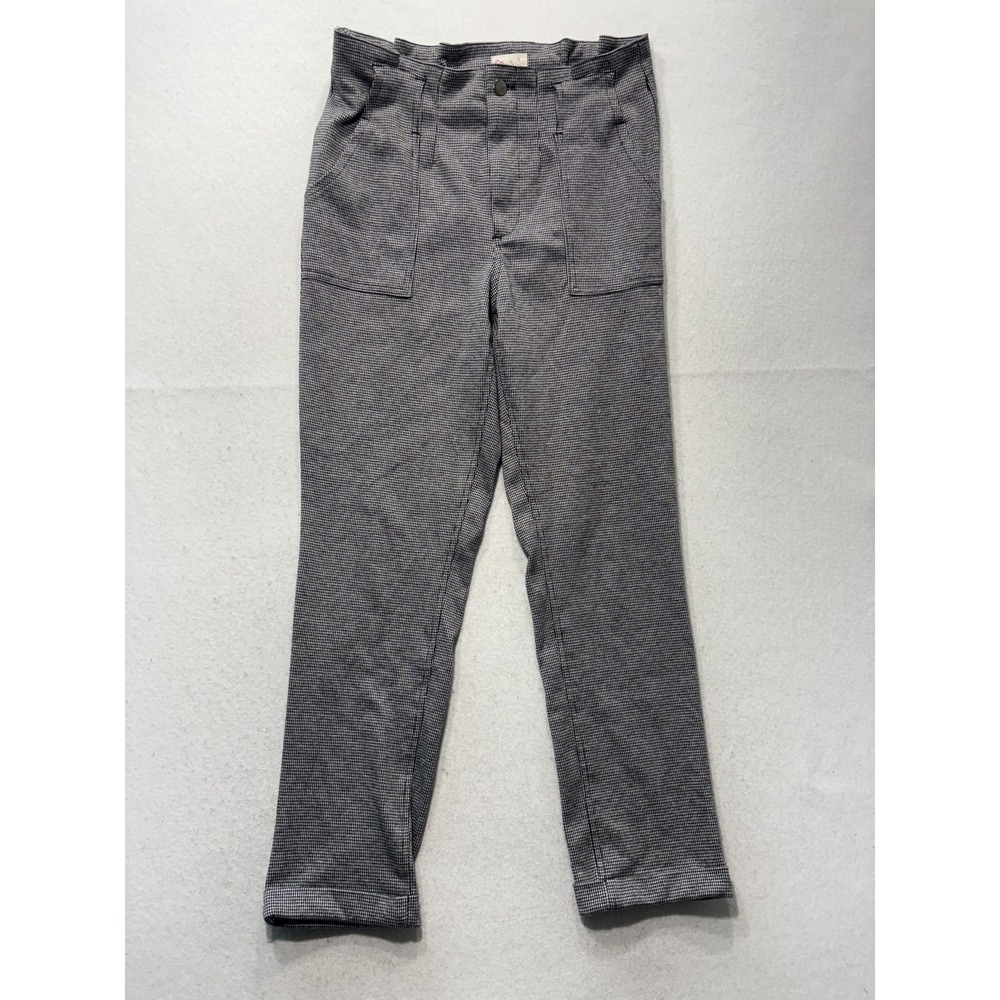 So Dress Pants Juniors 9 Gray Check Knit Straight Leg Zip Pockets Stretch Work